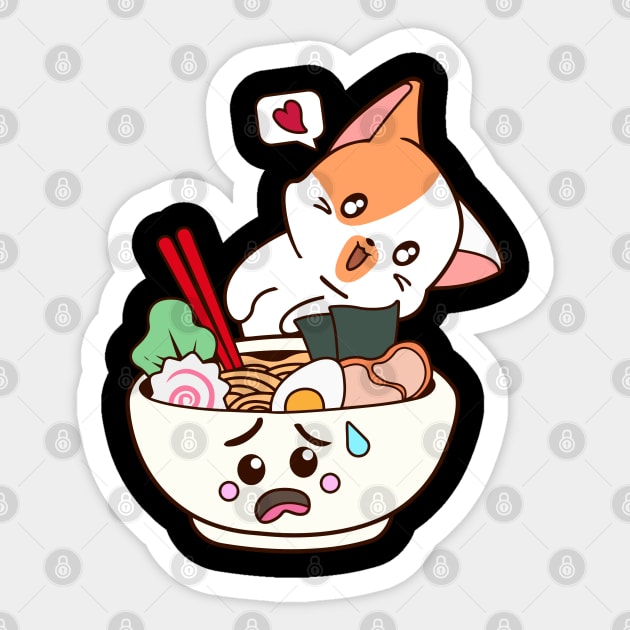 The Cat Love Ramen Sticker by bonekaduduk